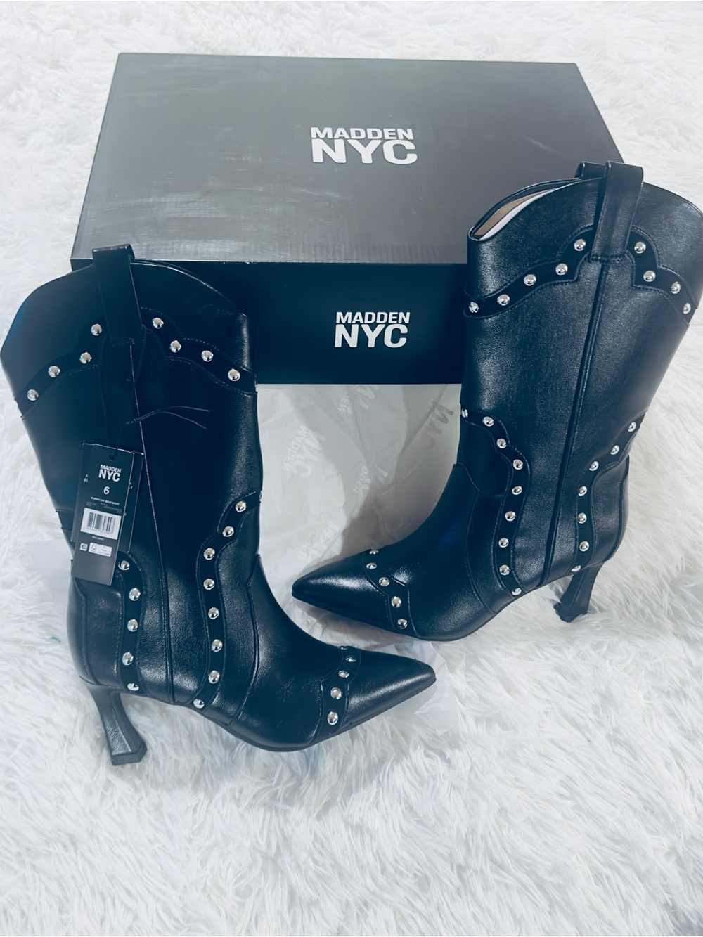 NEW Edgy Goth Glam Studded Moto Boots — Madden NYC Size 6